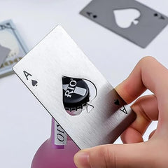Bottle Opener Poker Card, Wallet Card Bottle Opener, Beer Bottle Flat Opener Stainless Steel (Black) (Combo Silver/Black)