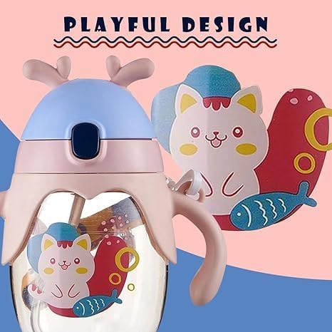 250 ML Training Straw-Proof Durable Drinking Bottle – Leak-Proof, Easy-Clean Kids’ Hydration Cup with Soft Straw & BPA-Free Design (Assorted Color)