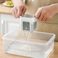 6-in-1 Grid Fridge Storage Containers Fridge Organizer Container & Lid, Stackable Box, Space Saving Plastic Containers for Chopped Vegetables, Fruits
