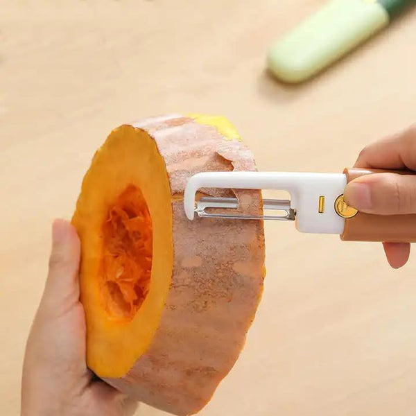 Pocket Knife, Kitchen Knife Peeler Portable Knife for Fruit 2 in 1 Knife and Peeler for Kitchen Travel Knife with case Stainless Steel Bled Pack of 1