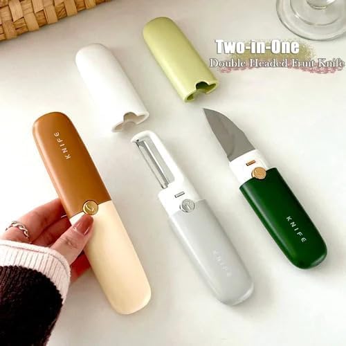 Pocket Knife, Kitchen Knife Peeler Portable Knife for Fruit 2 in 1 Knife and Peeler for Kitchen Travel Knife with case Stainless Steel Bled Pack of 1