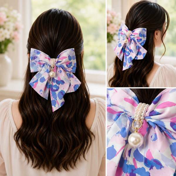 Korean Style Pearl Hair Bow