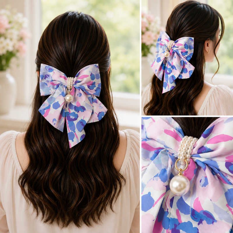 Korean Style Pearl Hair Bow