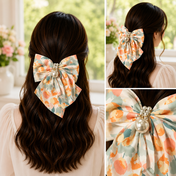 Korean Style Pearl Hair Bow