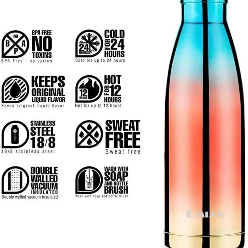 Water Bottle Stainless Steel Thermal Double Layer Vacuum Drinking Bottles Drinkware Flasks Home Office Outdoor Best Gifting Idea for Birthday & Valentines Gift (Random Color - 1 Piece) Brand: Generic