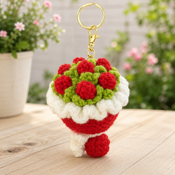 Rose Flower Soft Toy Keychain