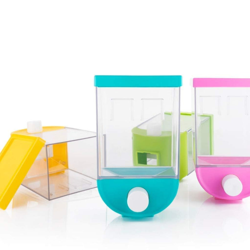 Wall-Mounted Push Button Storage Container – Airtight & Moistureproof Plastic Dispenser for Grains, Rice, Pulses, Cereal, and Dry Food Organization-1100ml