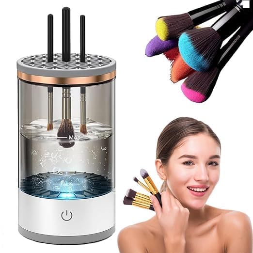 Automatic Makeup Brush Cleaner Machine – Portable Electric Brush Cleaning Tool for All Types of Beauty Makeup Brushes, Quick Drying, Easy to Use for Foundation, Contour, Eyeshadow, Blush