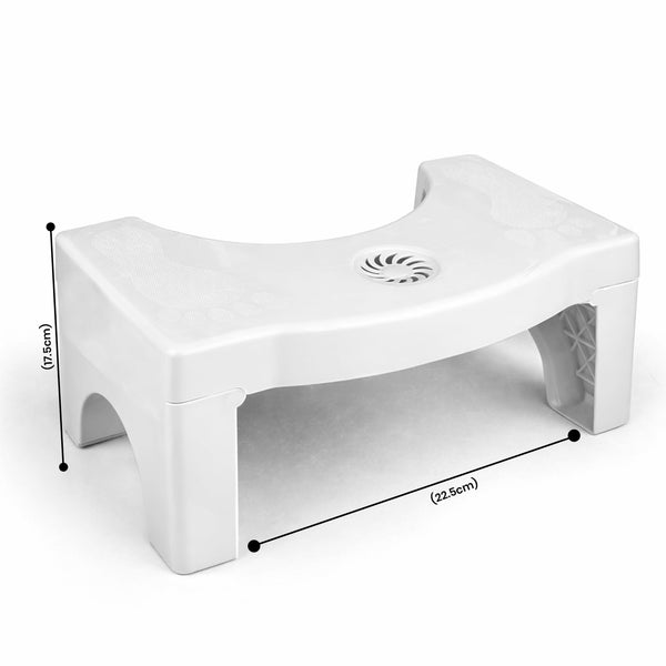 Plastic White Non-Slip Folding Toilet Squat Stool – Portable Foot Rest for Enhanced Bowel Movement, Safe & Comfortable for Adults and Kids