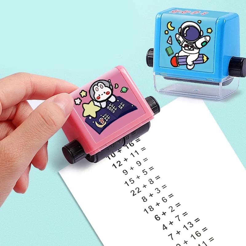Double Head Roller Stamp Math Digital 2 in 1 Practice Roller Stamp with Ink for Preschool Home School Supplies for Children