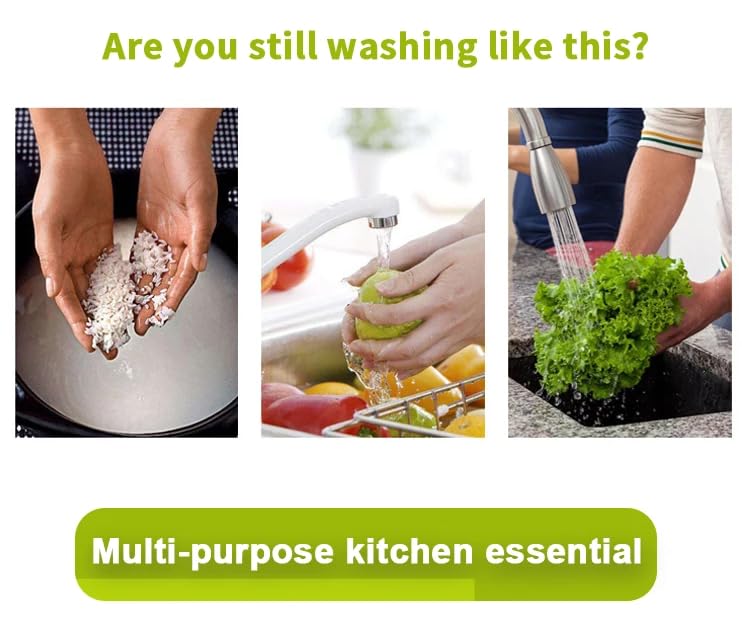 Water Strainer Multi-Use Strainer/Washer Bowl for Rice Vegetable & Fruits (Rice Bowl) (Pack of 1, Green)