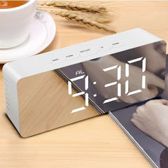Digital Alarm Clock Table Clock for Students, Heavy Sleepers, Bedroom, Office, Corporate | Mini Alarm Clock with Loud Sound, Automatic Sensor, Date & Temperature (Black)