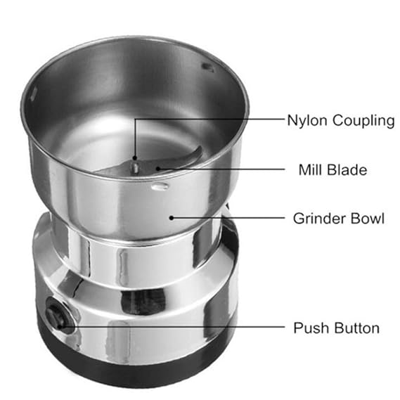 Nima Grinder Spice Mills & Grinders - Steel | Multifunction Smash Machine Electric Cereals Grain Mill Spice Herbs Pulverizer Grinding Machine Tool Stainless Steel Electric Coffee Bean for Home
