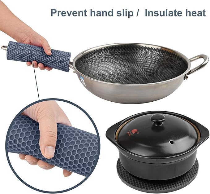 Silicone Trivet Mats | Food Grade BPA-Free | Heat Resistant Non-Slip Hot Pads for Kitchen | Multi-Functional Pan Protectors