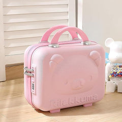Mini Hard Shell Travel Luggage Makeup Vanity Case with Lock Password Zipper Bag for Women Portable Water Proof Carrying Suitcase Organizer (Rose Pink)
