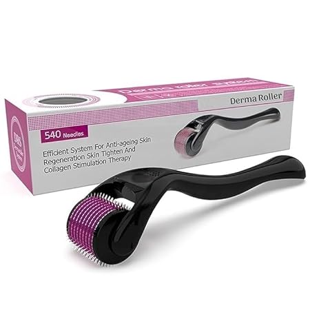 Derma Roller For Hair And Beard Regrowth 540 Micro 0.5MM Titanium Alloy Needles Reduces Hair Fall & Stimulates Hair Follicles, Safe and Effective Easy to use | Skin Care Men and Women