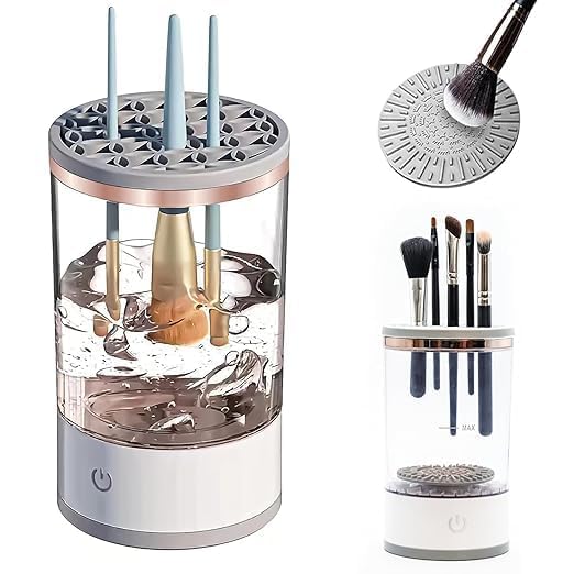 Automatic Makeup Brush Cleaner Machine – Portable Electric Brush Cleaning Tool for All Types of Beauty Makeup Brushes, Quick Drying, Easy to Use for Foundation, Contour, Eyeshadow, Blush