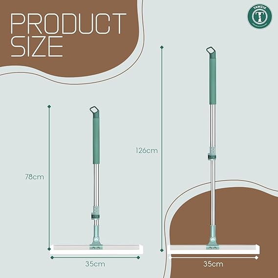 Heavy Duty Magic Broom Silicone Wiper With 180 Degree Rotating Head,Stainless Steel Extendable Handle Multipurpose Bathroom Silicon Wiper