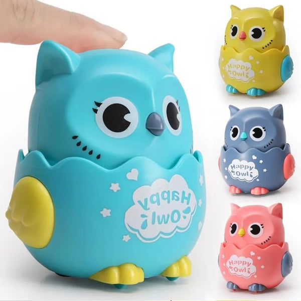 Kids Press And Go Owl Car Toys For Boys And Girls Crawling Toys For Moving Dino Toy For Birthday Gifts – Random Colour - 1Pc (Happy Owl - 1Pc)