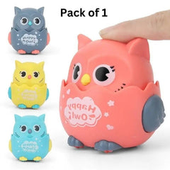 Kids Press And Go Owl Car Toys For Boys And Girls Crawling Toys For Moving Dino Toy For Birthday Gifts – Random Colour - 1Pc (Happy Owl - 1Pc)