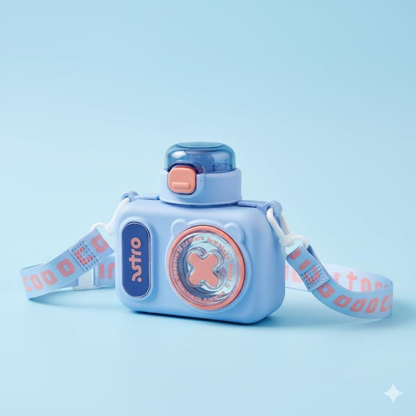 Camera Bottle Plastic Retro Kids Water Bottle, Capacity: 600ml