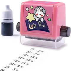 Double Head Roller Stamp Math Digital 2 in 1 Practice Roller Stamp with Ink for Preschool Home School Supplies for Children