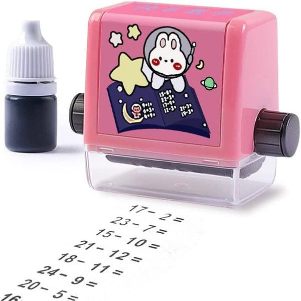 Double Head Roller Stamp Math Digital 2 in 1 Practice Roller Stamp with Ink for Preschool Home School Supplies for Children
