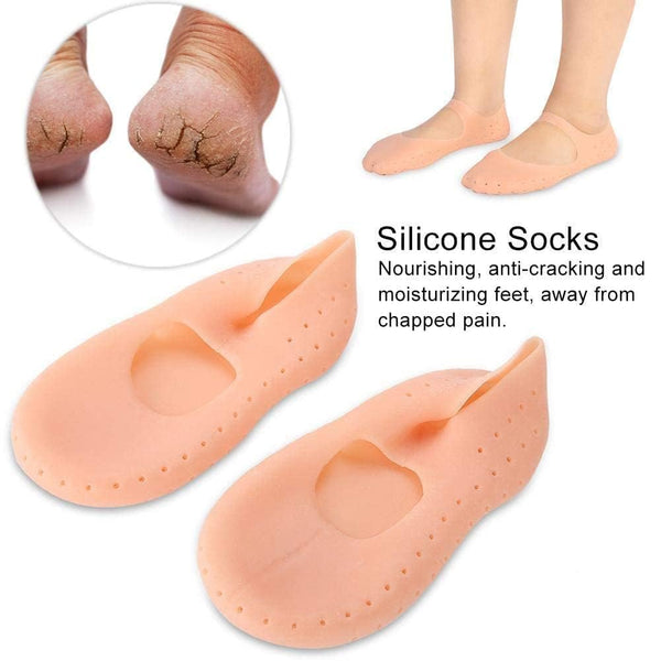 eel Socks Care Silicone Socks with Comfort Strap, Full Length, Anti-Crack Moisturizing Gel Protection (Anti Crack Full Heel Socks with Strap)