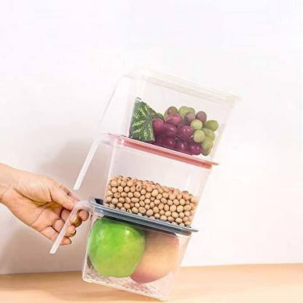 Air Tight Unbreakable Big Size 1100 Ml Square Shape Kitchen Storage Container (Set Of 6),Multicolor