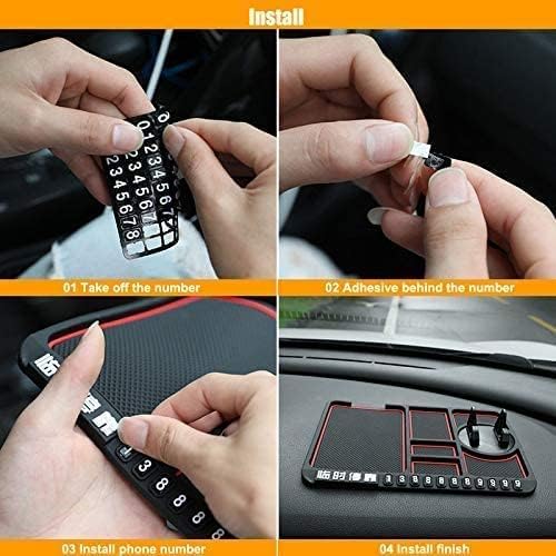 Car Dashboard Multi Function Non Slip Anti Skid PVC Pad Mat with Mount Phone Holder Stand Parking Numbers for Coins Keys Cellphone (Pack of 1) Multi Color