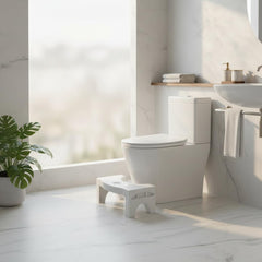 Plastic White Non-Slip Folding Toilet Squat Stool – Portable Foot Rest for Enhanced Bowel Movement, Safe & Comfortable for Adults and Kids