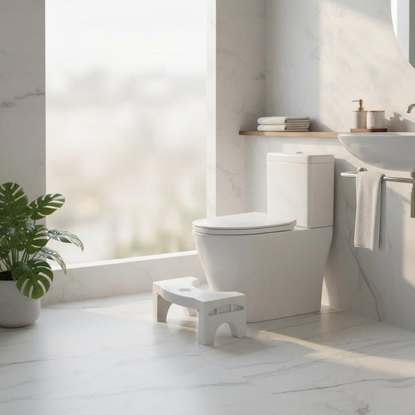 Plastic White Non-Slip Folding Toilet Squat Stool – Portable Foot Rest for Enhanced Bowel Movement, Safe & Comfortable for Adults and Kids