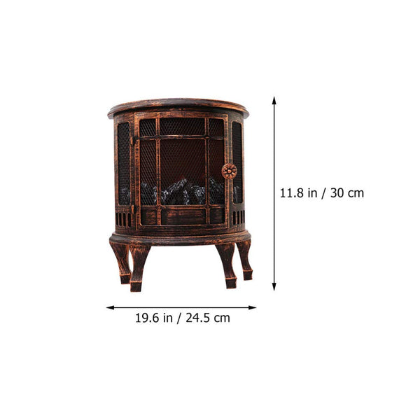 Electric Fireplace Stove Heater with Realistic Flame Logs Effects Vintage Freestanding Fireplace Heater Night Light Lamp Lantern for Indoor Outdoor Patio Garden Yard Decor No Battery