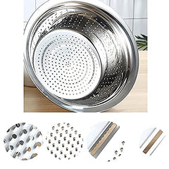 Stainless Steel Mirror Finish 3-in-1 Multipurpose Drain Basket- Grater- Basin Bowl; Vegetable Slicer For Kitchen Cutting|for Fruits And Other Items|Outer Diameter- 26 Cm,Silver