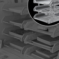 Multifunctional Tiered Shelf Freestanding File Rack With Drawers-3-Layer Desktop Storage Organizer For Office Supplies,Adjustable For A4/Letter Size,Sturdy & Space-Saving For Home Or Office