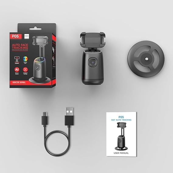 Auto Face Tracking Phone Holder 360° Smart Gimbal Stabilizer With Adjustable Lens & Colorful Lights For Smartphone Vlog Live Chat And Selfies AI Gesture Control Mobile Stand Tripod Stand