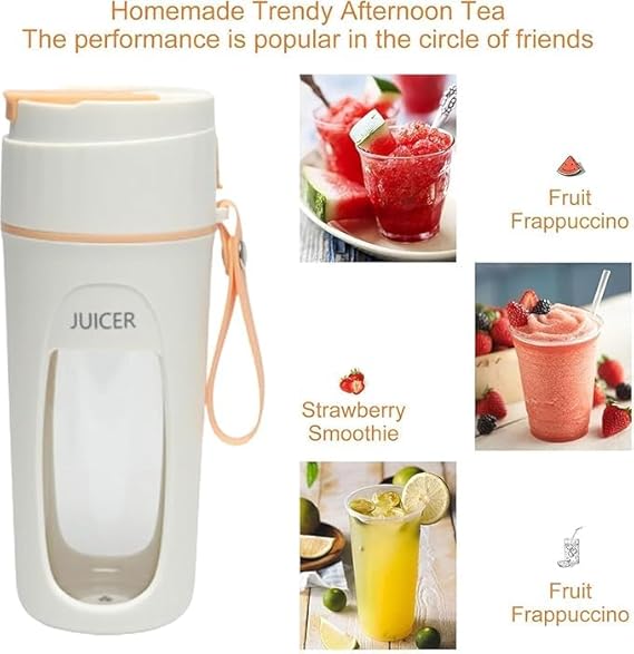 8-Leaf Blade Portable Travel Juicer Compact, Lightweight, and Easy to Clean Design for On-The-Go Juice Extraction USB Rechargeable Crushing Ice, Fruits and Vegetables, Multi-Purpose
