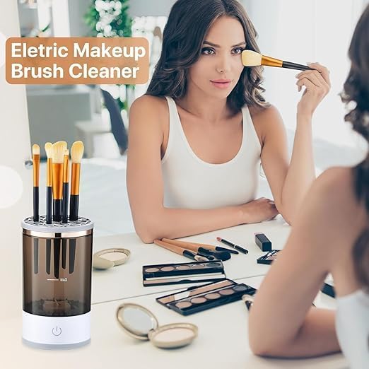 Automatic Makeup Brush Cleaner Machine – Portable Electric Brush Cleaning Tool for All Types of Beauty Makeup Brushes, Quick Drying, Easy to Use for Foundation, Contour, Eyeshadow, Blush