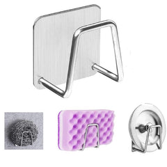 Stainless Steel Self Adhesive Sponge Holder for Kitchen Sink,Waterproof Sticky Hook, Scrubber Hanger Caddy Rustproof Drainage Basket with Strong Suction Cups(pack of2)