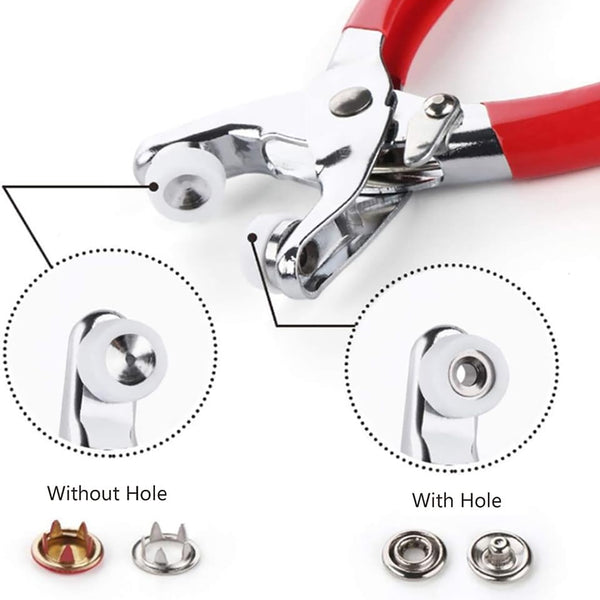 1 x metal eyelets grommet tool, press stud set with pliers, hollow fixed press studs set, with 100 extra eyelets for leather, canvas, fabrics and clothing, shoes, belts, bags, crafts