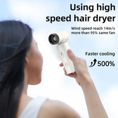 High Speed Mini Fan 80000RPM Turbo Cooling 4500mAh Rechargeable Jet Air-Flow Personal Fan with 3 Nozzles for Travel, Hair Drying, Inflating Balloons