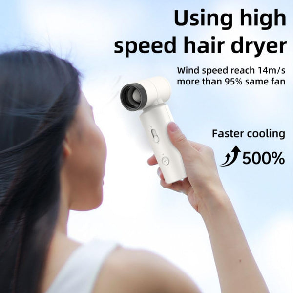 High Speed Mini Fan 80000RPM Turbo Cooling 4500mAh Rechargeable Jet Air-Flow Personal Fan with 3 Nozzles for Travel, Hair Drying, Inflating Balloons