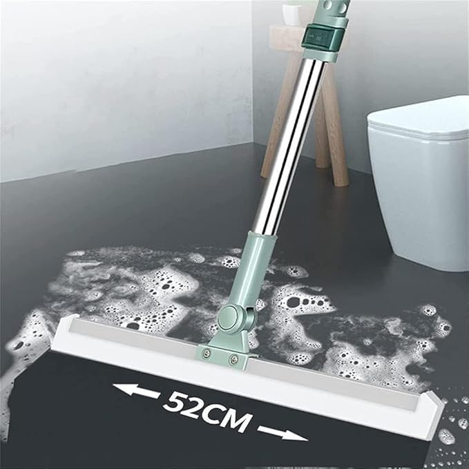 Heavy Duty Magic Broom Silicone Wiper With 180 Degree Rotating Head,Stainless Steel Extendable Handle Multipurpose Bathroom Silicon Wiper