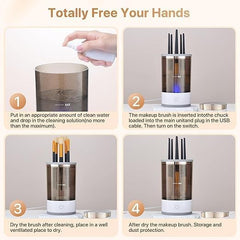 Automatic Makeup Brush Cleaner Machine – Portable Electric Brush Cleaning Tool for All Types of Beauty Makeup Brushes, Quick Drying, Easy to Use for Foundation, Contour, Eyeshadow, Blush
