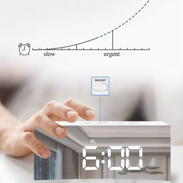 Digital Alarm Clock Table Clock for Students, Heavy Sleepers, Bedroom, Office, Corporate | Mini Alarm Clock with Loud Sound, Automatic Sensor, Date & Temperature (Black)