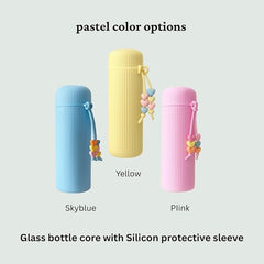 Ribbed Non-Slip Grip Water Bottle with Heart Charms – 500ml (Blue)
