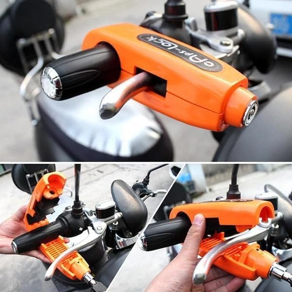 Stainless Steel Matt Finish Heavy Duty Bike Brake Keypad Lock Locking System By Holding Handle Bar With Brake Lever - For All Bikes And Scooters |(Multicolor)