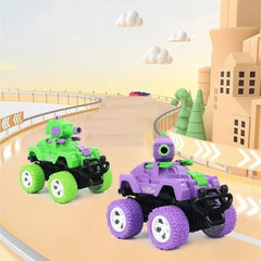 Sky Tech® Monster Tank Launcher Car Truck Friction Powered Cars Toy Monster Toys for Boys 3-7 Years Old 360 Degree Stunt 4wd Push go Truck for Toddlers Kids Gift