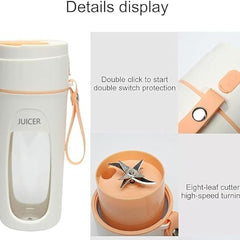 8-Leaf Blade Portable Travel Juicer Compact, Lightweight, and Easy to Clean Design for On-The-Go Juice Extraction USB Rechargeable Crushing Ice, Fruits and Vegetables, Multi-Purpose