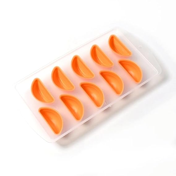 Reusable Ice Cubes, Fruit Shapes Silicone Ice Cube Tray for Children That Can Be Placed in The Fridge and Used Frequently in Place of Ice Cubes (Orange Shape)